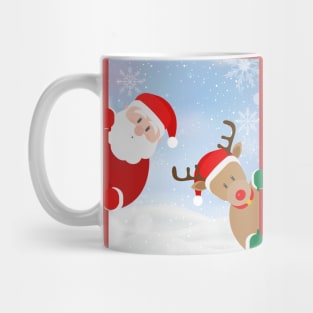 Curious Santa and Rudolf Mug